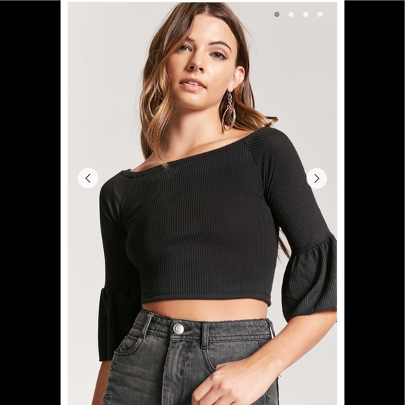 Forever 21 Tops - Forever 21 Ribbed Off-the-Shoulder Crop Top